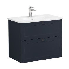 Vitra Root Classic 68867 Lavabo Dolabı, İki Çekmeceli, 80 Cm, Mat Lacivert, Yuvarlak Lavabolu